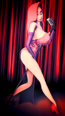 1kmspaint:  Jessica Rabbit Pin-up About as good as I think I am going to get this image, even if I still think that it looks way off.Thanks to ganonking and valnoressa for streaming old movies like this stuff all the time after I hadn’t seen many of