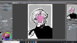WIP, Phasma’s part of a three part Dark Trio I’m doing to bring up to Richmond with me. Phasma’s flower is the Baker’s Globe Mallow, which is a super fluffy cutesy name for a plant that requires wildfires to germinate so hey. 