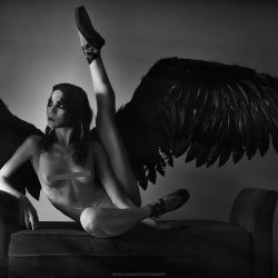 johnpdunnigan:  ** Angels Stretch ** —————————————— #art #artistic #fineart #blackandwhite #wings #feathers #dancer #ballerina #pointshoes #model #fashion #mood #drama #makeup #hair #mua #muah#johnpdunniganphotography #johnpdunnigan