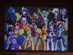 smittysart:  Thanks for waiting.. Again, and well here they are! Just over 3 months later my contribution for Bronycon; (Apologies for the terrible ass camera man, Jesus Christ) Big thanks to Kevinsano for agreeing to colour both the Cheerleader picture