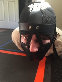 tallglassofoj: @armypup86 needed a “study buddy” which was code for “I’m going to keep you strapped into your canvas straitjacket suit all day and there’s nothing you can do about it”.  Not pictured: the orange jumpsuit I was forced to
