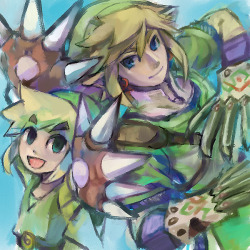 bigsamthompson:  Ridiculously cute Legend of Zelda artwork by きりたんぽ! Gotta love all the Links with items from the game. 