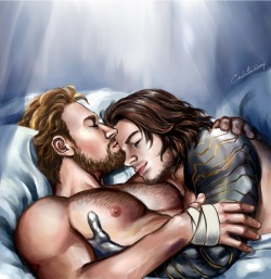cobaltmoonysart:  I wanna wake up to you like this everyday, for the rest of my life.  Sweet post Infinity War stucky forehead kisses for dearest @fannishlove ! Merry Christmas Shinj! And yup i’m your Secret Santa!  Beardless Version here 