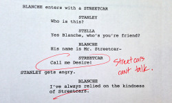 shitroughdrafts:A Streetcar Named Desire, by Tennessee Williams. 1947.Order the Shit Rough Drafts book here!