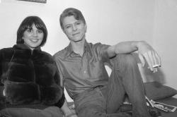 milestrumpet1: Linda Ronstadt &amp; David Bowie Backstage at Broadway play The Elephant Man  Booth Theater (1980) by Richard Drew 