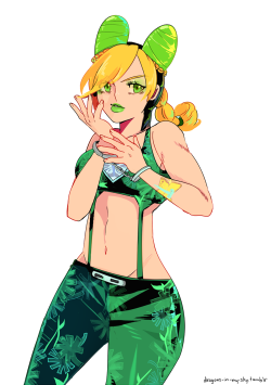 dragons-in-my-sky:My top 5 favorite outfits from Stone Ocean. I really want to cosplay all of them, maybe one day when I get hella buffヾ(´＾｀ヾ)))read jojo manny