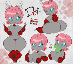 brendancorrism:  I wanted to make up a super cute/sexy ladybug character, so I present to you, Dot. I first doodled Dotty quickly earlier this year. I liked her design so much I decided to do several shots of her. Dot’s super cutesy, bubbly, and giggly.
