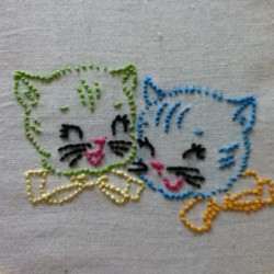 rmgilby:  Neon kittens. #embroidery  LOVE