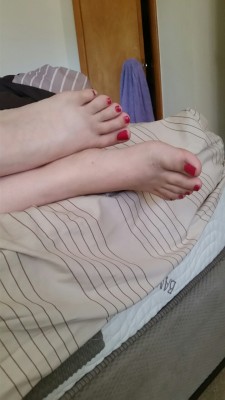 wifesbody:  Wifes feet this morning looking sexy 