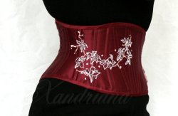 Thecorsetauthority:  Xandrianacorset:  Orchids Hand Embroidered Onto A Deep Red Satin