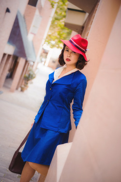 christie-cosplay:&lsquo;I&rsquo;m Peggy Carter. During the war I fought side by side with Captain America.&rsquo;2nd Photoset from my Agent Carter photoshoot! Too many nice photos I can’t choose! I love Peggy’s blue outfit. Oomph. She’s so strong~