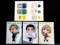 yoimerchandise: YOI x Menicon Contact Case Stickers &amp; Clear Files Original Release Date:February 2018 Featured Characters (3 Total):Viktor, Yuuri, Yuri Highlights:YOI’s unique collaboration with contact lens manufacturer Menicon features the main