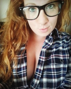 xxgingerrosexx:One craft IPA away from being your new favorite hipster 🤓 One of my favorite things ever - flannel and cleavage together.  Oh my!