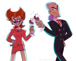 coonfootproductions:  diddly-darn-ghost:   Danny Phantom concept that I don’t think anyone thought about yet:   these two.  Every time I think about them, I feel as if they should definitely know each other?They both have that Stupid Hairstyle and