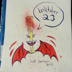 Vampire bat (aka Lucille)  for Inktober.  #inktober #ink #wtf #drawing #art #vampire #bat #bloody #artistsoninstagram #artistsontumblr #pentelbrushpen #pentel  (at Melrose, Massachusetts)