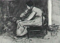 vincentvangogh-art:    Woman Sitting at the Fireside, 1881 Vincent van Gogh  