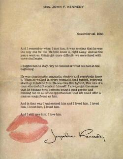 helloheaven-yayo: JACKIE KENNEDY’S LOVE LETTER TO JFK. Letter written by Jackie Kennedy on the day of the assassination. 
