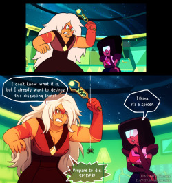 shiny-crystal-skies:  dav-19:  I did some funny screenshots, and wanted to redraw one… But then I came up with a little story.http://dav-19.deviantart.com/art/Steven-Universe-Screenshots-Redraw-549321577  This is gold.