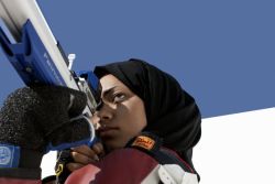 mindsplat:    Bahiya Al-Hamad and Shaikha Almohammed, Olympic rifle shooters for Qatar. From Brigitte Lancombe’s Hey’Ya: Arab Women in Sport.