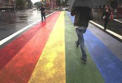 lgbtgivesmehope:  manquesillaa:  Caminemos por el acoiris :3  [Image shows a rainbow coloured street crossing] 