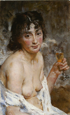 huariqueje:    Champagne Girl   ns -    Hans  Heyerdahl. 1880-81 Norwegian  1857-1913 Drammen Museum.   