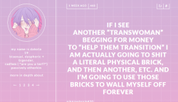 terf-callout:  tumblruser camelmenthol is a TERF/supports TERFs. Please block and report. Updated July 26, 2016   they basically said if this happens they’ll entomb themselves in their own feces&hellip; wow terfs are dumb asf lol. Someone go ask for