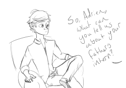 cannibalistic-cheesecake:  stand-in interviewee because Gabriel is off akumatizing people on another business tripaka rip Adrien because he is madly in love with his classmate post-reveal and hasn’t had the guts to ask her out yet