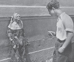 Spanish civil war. XIX century nuns corpses digged out and exposed by an anticlerical movement in Barcelona