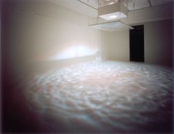 razorshapes:  Aki Inomata - 0100101, 2008-09“An aquarium hangs from the ceiling. I light the aquarium with the light of a mercury lamp, and shine the shadows of the ripples in the water onto a white floor. In this way one has the impression that the