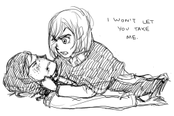 wit-is-cultured-insolence:   &ldquo;You don’t get a vote.&rdquo; &ldquo;I get a vote, Ymir, because I won’t let you take me.”  based on this super awesome, super angsty yumikuri fanfic, “After the Fall&quot; by Immi.. but the poses are inaccurate