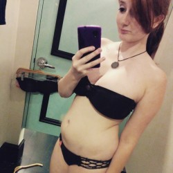 fittingroomselfie:  New bathing suit I got yesterday at the mall ðŸ™Œ ðŸ‘™ I usually donâ€™t post pics like this but this is the first time in 3 years Iâ€™ve gotten a new bathing suit. #mall #forever21 #fittingroomselfie #blackbikini #redhead #dt #followf
