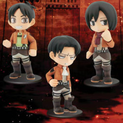 Painted versions of Furyu’s Spoof on Titan Eren, Mikasa, &amp; Levi figures (Previously seen here), originally designed by honouri, have been released!Release Date: August 4th, 2015