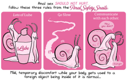 redstil3ttos:purplelettuce:  Some more helpful tips from my favourite mascots, Anal Safety Snails! From Oh Joy Sex Toy, a delightful and informative comic by Erica Moen http://www.ohjoysextoy.com/buttsex/  i-want-spankings 