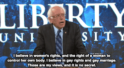 my-bff-nastia:  notational:  micdotcom:  Watch: Bernie Sanders delivered a stirring speech at religious school Liberty University about reaching across the ideological aisle.   This is the single classiest, most inspiring move I’ve seen in American