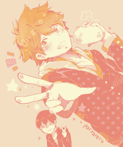 parralon:  hinata + tiny kageyama because why not + palette #18 for anon-san!