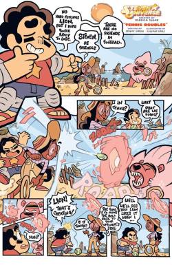 the-world-of-steven-universe:  Steven Universe comic (Issue #2)   Written by: Jeremy Sorese &amp; Illustrated by: Coleman Engle *Pages from Kaboom Comics version of “The Amazing World of Gumball”.    