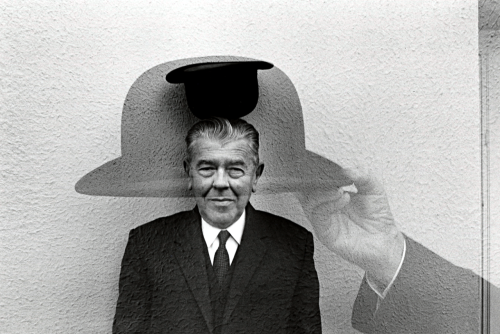 Duane Michals - Magritte and hat, 1965.