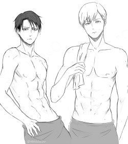 clumsytsumiki:  sketchdream:  beautiful half-naked bodies after bathing (*Â´ê’³`*)  