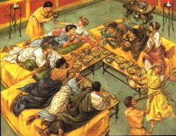 metaphysikal:  Food &amp; Feasting in Ancient Rome. The festive consumption of food and drink was an important social ritual in the Roman world. Known as the convivium (Latin: “living together”), or banquet, the Romans distinguished between specific