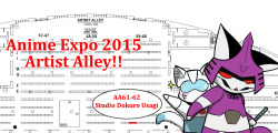 eikuuhyoart:  ANIME EXPO 2015 ARTIST ALLEY INFO~!My partner and our tables “Studio Dokuro Usagi” will be at AA61-62 this year! We’re finally in the front row…! I’ll have a giant table sign that says “Eikuu Hyo” on it and my partner will