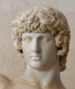 ancientart:  The so-called Roman “Braschi Antinous”, also known (wrongly) as Albani Antinous. The statue is composed of an antique head of Antinous and a antique body of Heracles. Marble, Italy. Courtesy &amp; currently located at the Louvre, France. Phot