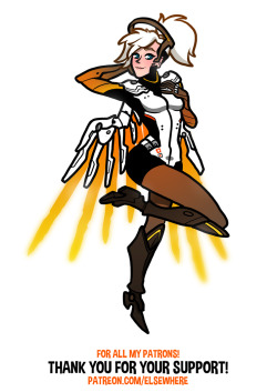   Mercy, from OVERWATCH. As a bonus Sketch-BLAST, because it was so politely requested :3Drawn for the monthly 15$ Sketch-BLAST request raffle over on Patreon.&gt; Patreon.com/Elsewhere  