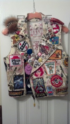 dielukedie:  Finished this awesome nerd vest for my soulmate! Came out pretty fucking epic!! Loaded with radical 80’s kid righteousness! \m/  You&rsquo;re amazing and you&rsquo;re actually my inspiration for wanting to make vests.