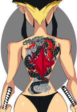 the-rnr-bros:  ninjaspartankx55:  Marked by Ninjaspartankx5   TMNT’s Karai, baring the mark of her adopted Clan. Foot clan insignia, in Yakuza style.  Been looking at some Japanese art today and I was instantly inspired. From the paintings of the differen