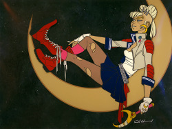shoomlah:  My hand-painted, punk, Sailor Moon animation cel for the Saturday Morning show at Ltd. Art Gallery!  This design has been running around my sketchbook for months now.  Yes, everyone’s doing it, but I DON’T CARE I just wanted to draw