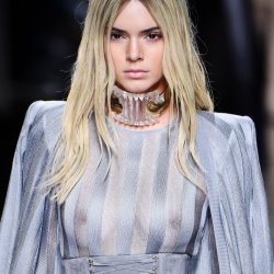 Isexycelebrity:  Kendall Jenner In See Through Top At Balmani Show On Paris Fashion