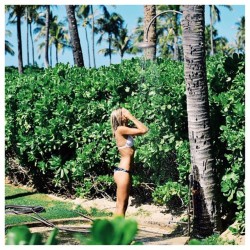 Ellie enjoying an outdoor shower in #Hawaii wearing our midnight tropic cheeky bottoms ☼ #castaway #castawaylabel (at www.castawaylabel.com)