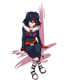 Still drawing more Ryuuko (edit:fixed her arm and touched it up a bit)