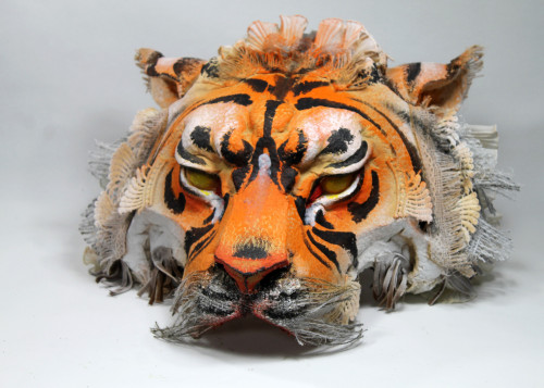 ex0skeletal-undead:Kheera, fabric and resin tiger mask by  Tomàs Barceló  This artist on Instagram