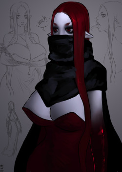 natthelich: Drawing some monster girls, starting with a vampire lady.  I am so sleep deprived right now… I tried to draw some of the Irina of Carim mini comic, then experimented with a bunch of monster girl designs… *sigh* I should draw some fanart